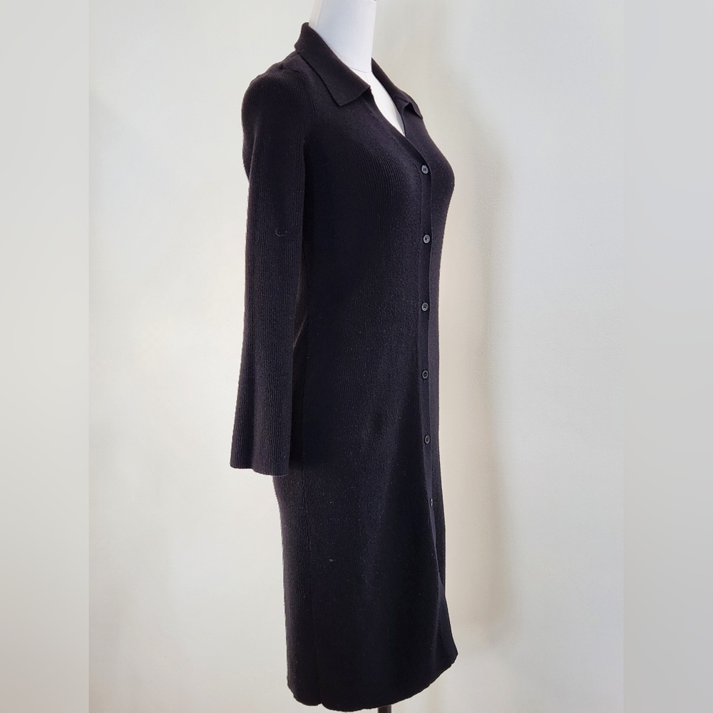 || MARLED || black sweater dress, or cardigan, sz medium, ribbed, button down - Picture 8 of 10